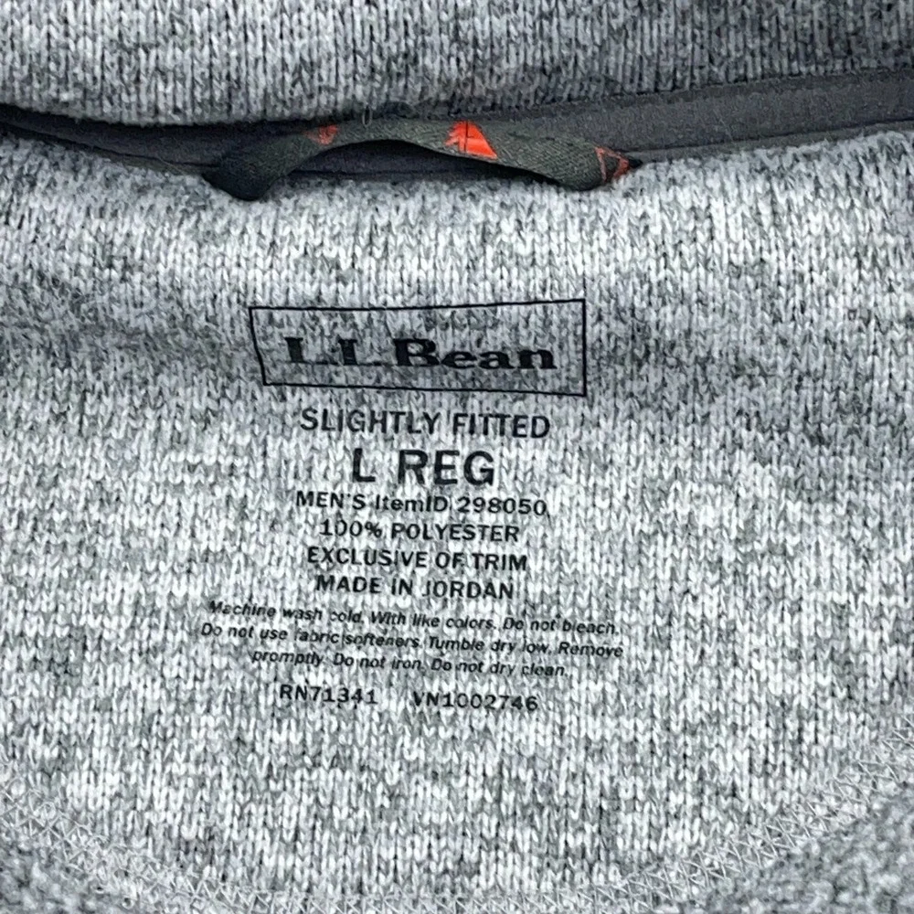 LL‎ Bean Sweater Men Large Gray Pullover Snap T Fleece Slightly Fitted Heather